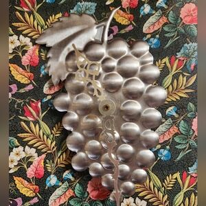 Silver Grape Design Core Wall 7 Inch Tall Clock Made In Stainless Steel USA